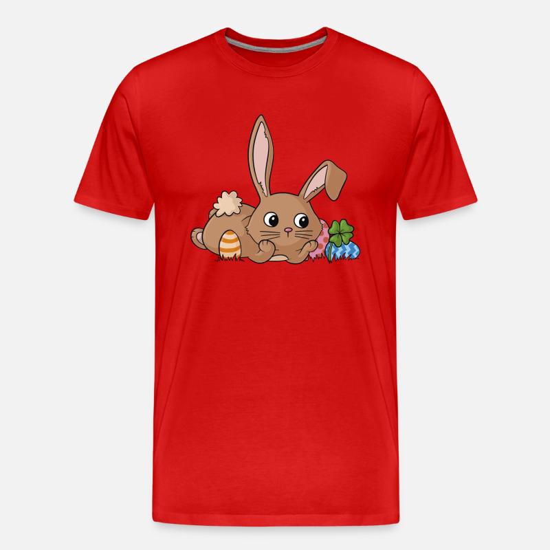 Träumender Comic Osterhase - Männer Premium Bio T-Shirt - Rot