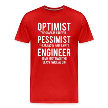 Optimist-Pessimist-Ingenieur Lustiges geistreiches T-Shirt - Männer Premium Bio T-Shirt - Rot - Vorne - Damien (186cm)