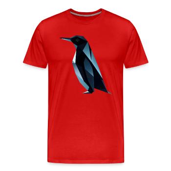 Cute Penguin Low Poly Design - Men's Premium Organic T-Shirt - red - Front - Damien (186cm)