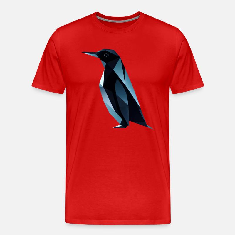 Süsses Pinguin Low Poly Design - Männer Premium Bio T-Shirt - Rot