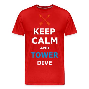 KEEP CALM AND TOWER DIVE - Männer Premium Bio T-Shirt - Rot - Vorne - Damien (186cm)