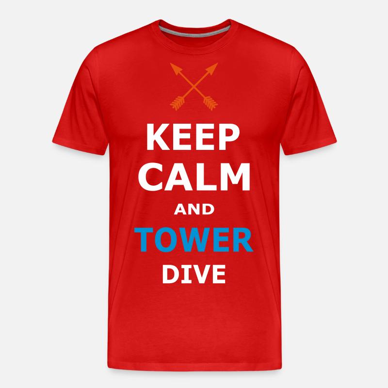 KEEP CALM AND TOWER DIVE - Männer Premium Bio T-Shirt - Rot