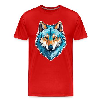 Wolf Kostüm blauer Wolfskopf Werwolf und - Männer Premium Bio T-Shirt - Rot - Vorne - Damien (186cm)