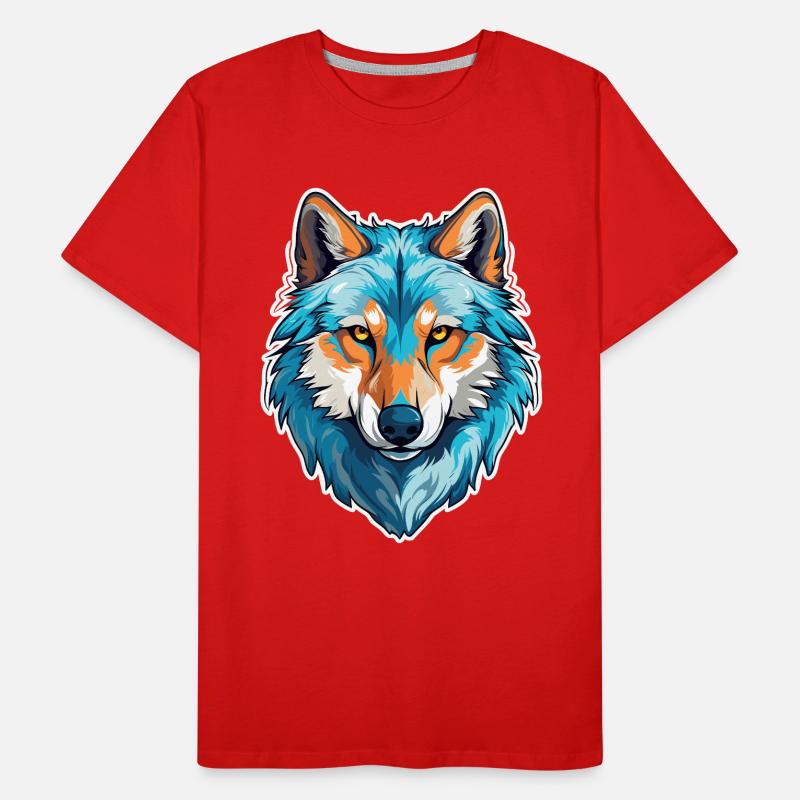 Wolf Kostüm blauer Wolfskopf Werwolf und Männer Premium Bio T-Shirt