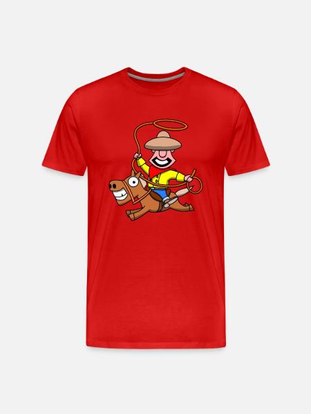 Lustiger Cowboy - Männer Premium Bio T-Shirt - Rot