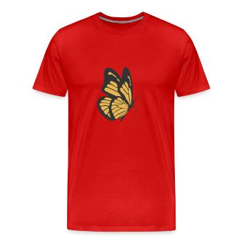 Schmetterling Gelber Falter - Männer Premium Bio T-Shirt - Rot - Vorne - Damien (186cm)