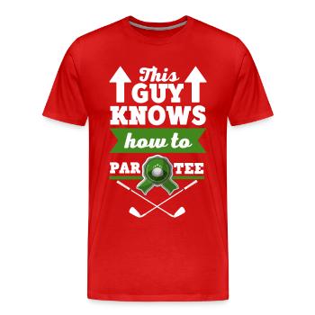 Golf t Shirt Design - Männer Premium Bio T-Shirt - Rot - Vorne - Damien (186cm)