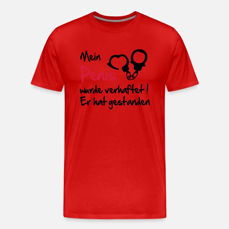 penis - Männer Premium Bio T-Shirt - Rot