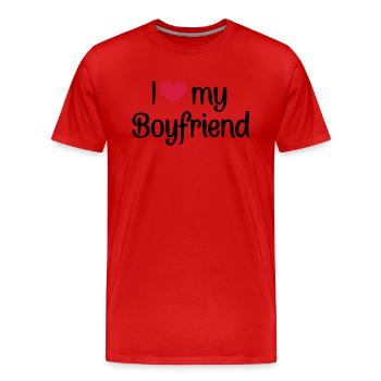 I love my boyfriend - T-shirt bio Premium Homme - rouge - Devant - Damien (186cm)