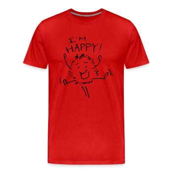 happy - Men's Premium Organic T-Shirt - red - Front - Damien (186cm)
