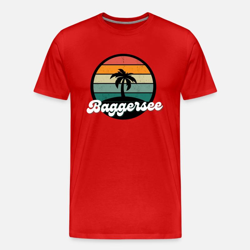 Baggersee Insel Urlaub Freizeit - Männer Premium Bio T-Shirt - Rot
