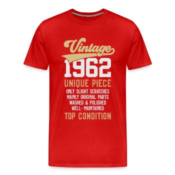 VINTAGE 1962 UNIQUE PIECE 64. GEBURTSTAG - Männer Premium Bio T-Shirt - Rot - Vorne - Damien (186cm)