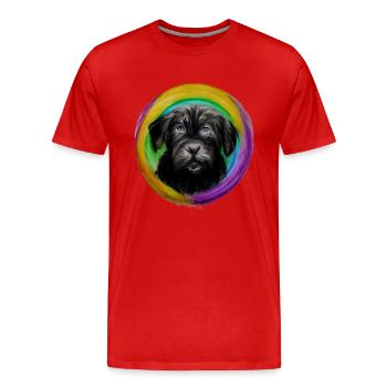 Rainbow Dog Briard - Men's Premium Organic T-Shirt - red - Front - Damien (186cm)