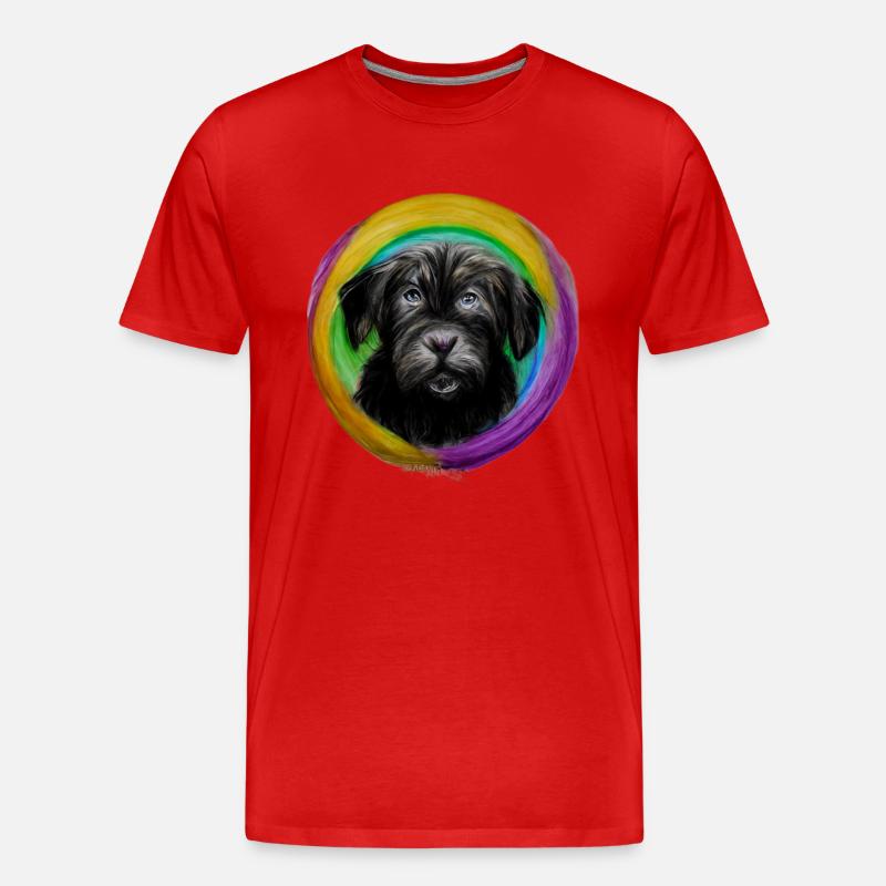 Regenbogen Hund Briard - Männer Premium Bio T-Shirt - Rot