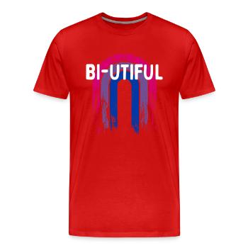 Bi-utiful Bisexuel Positivité Bi Fierté Bi Positive - T-shirt bio Premium Homme - rouge - Devant - Damien (186cm)