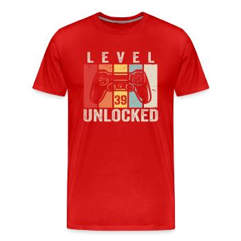 Level 39 Unlocked 39 Jahre Geburtstag Geschenk - Männer Premium Bio T-Shirt - Rot - Vorne - Damien (186cm)