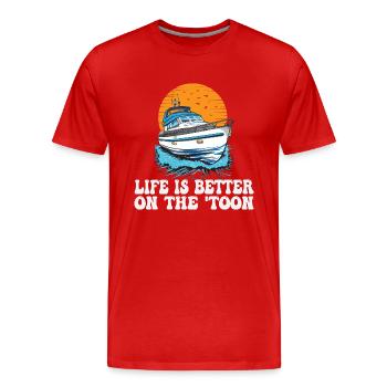 La vie est meilleure sur le bateau 'Toon Pontoon King - T-shirt bio Premium Homme - rouge - Devant - Damien (186cm)