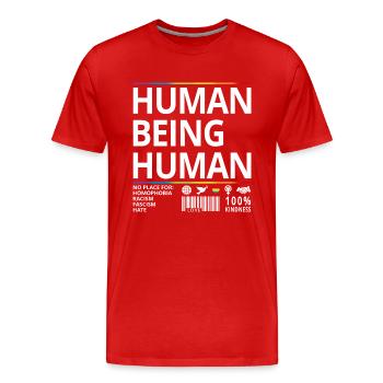 LGBTQ+ Human Being Human Pride Month - Männer Premium Bio T-Shirt - Rot - Vorne - Damien (186cm)
