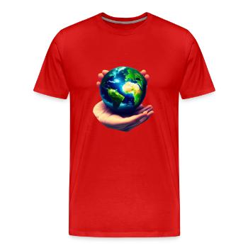 Land Protect - Men's Premium Organic T-Shirt - red - Front - Damien (186cm)