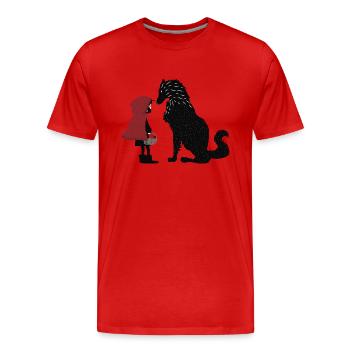 Le petit chaperon rouge et le grand méchant loup - T-shirt bio Premium Homme - rouge - Devant - Damien (186cm)