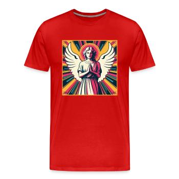 Schutzengel Pop-Art - Männer Premium Bio T-Shirt - Rot - Vorne - Damien (186cm)
