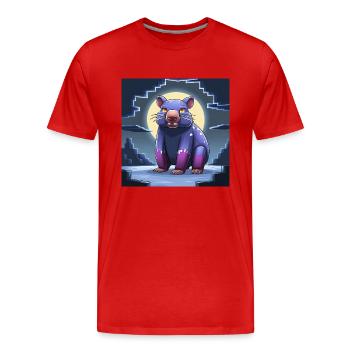 WombatCraft: The Blocky Digger - Men's Premium Organic T-Shirt - red - Front - Damien (186cm)