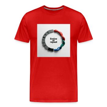 Evolve or Repeat - Männer Premium Bio T-Shirt - Rot - Vorne - Damien (186cm)
