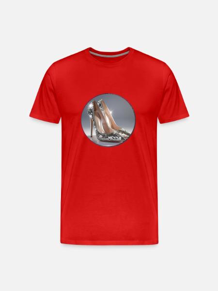 High Heels,Sequins,Silver,Shoes,Glitter,Glamour - Men's Premium Organic T-Shirt - red