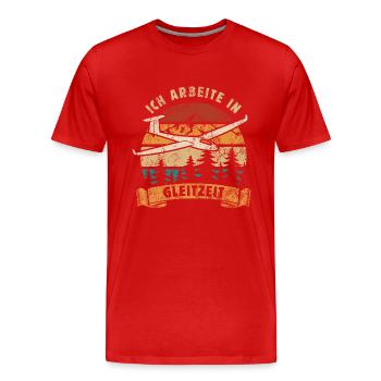 Ich arbeite in Gleitzeit - Segelflug - Thermik - Männer Premium Bio T-Shirt - Rot - Vorne - Damien (186cm)