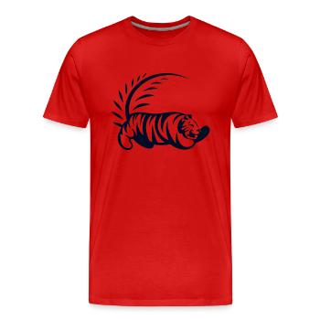 Tigre minimaliste en forme géométrique - T-shirt bio Premium Homme - rouge - Devant - Damien (186cm)