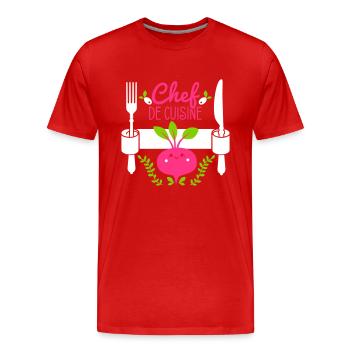Chef de cuisine - Küchenchef - Koch - Köchin - 3C - Männer Premium Bio T-Shirt - Rot - Vorne - Damien (186cm)