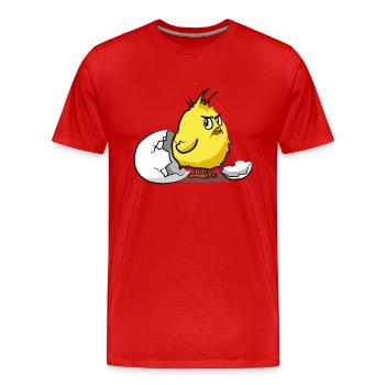 drôle de méchant poussin coquille d’œuf bip d’oiseau - T-shirt bio Premium Homme - rouge - Devant - Damien (186cm)