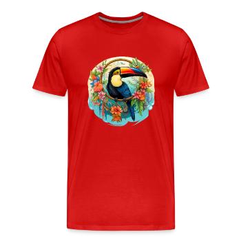 Toucan with dream catcher - Men's Premium Organic T-Shirt - red - Front - Damien (186cm)