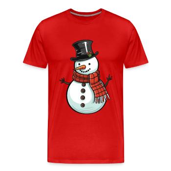 Bonhomme de neige Hiver Neige - T-shirt bio Premium Homme - rouge - Devant - Damien (186cm)