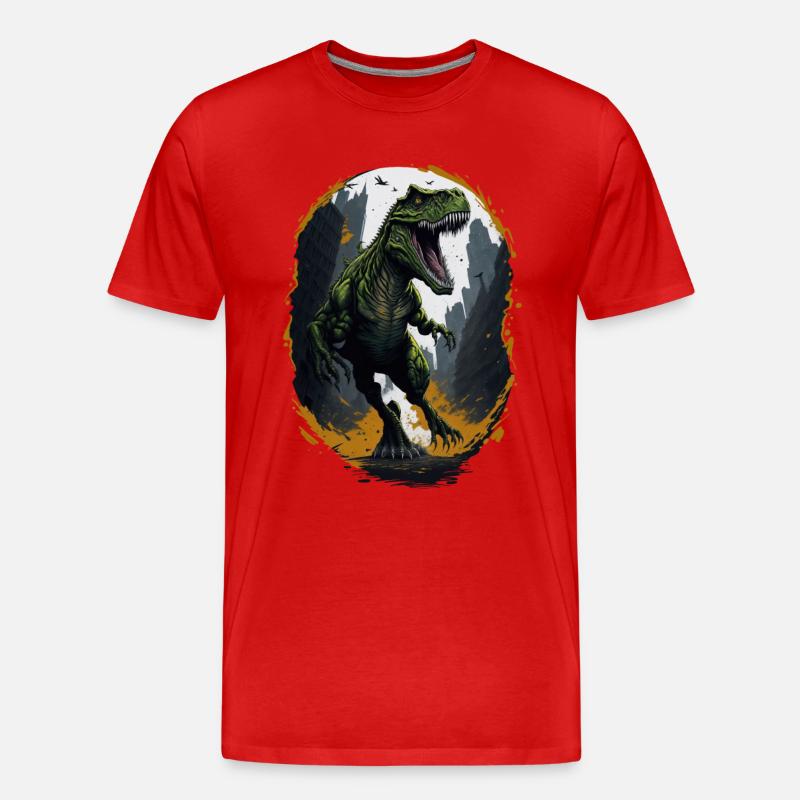 T Rex Dinosaurier - Männer Premium Bio T-Shirt - Rot