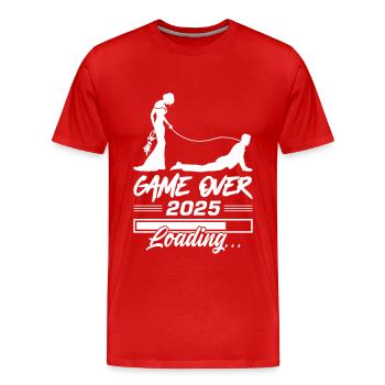 Wedding Loading 2025 Game Over - T-shirt bio Premium Homme - rouge - Devant - Damien (186cm)