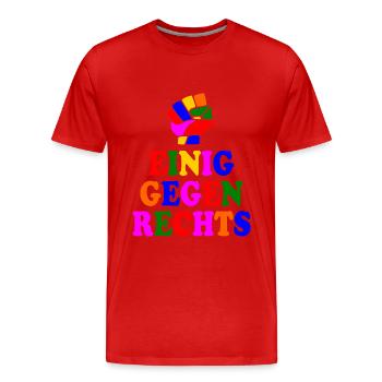 Einig gegen rechts - Männer Premium Bio T-Shirt - Rot - Vorne - Damien (186cm)