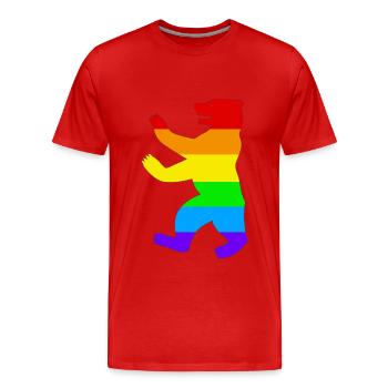 Berliner Bär / Pride Bear / Regenbogen - Männer Premium Bio T-Shirt - Rot - Vorne - Damien (186cm)