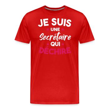 Je Suis Une Secrétaire Qui Déchire - T-shirt bio Premium Homme - rouge - Devant - Damien (186cm)