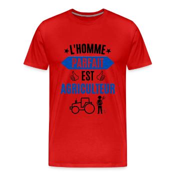 L'homme parfait est agriculteur - T-shirt bio Premium Homme - rouge - Devant - Damien (186cm)