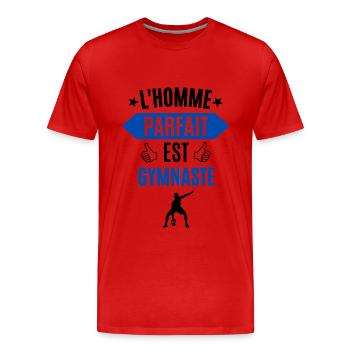 L'homme parfait est gymnaste - T-shirt bio Premium Homme - rouge - Devant - Damien (186cm)