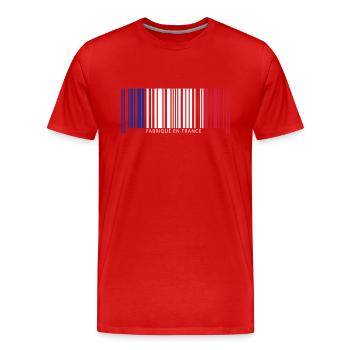 Code barre france - T-shirt bio Premium Homme - rouge - Devant - Damien (186cm)