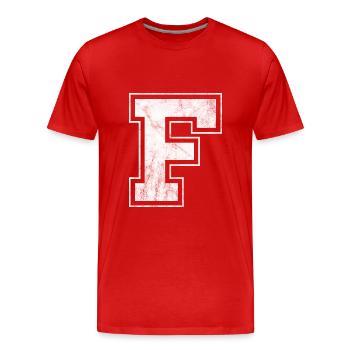 Buchstabe F - Männer Premium Bio T-Shirt - Rot - Vorne - Damien (186cm)