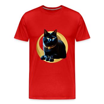 Chat noir collier doré - T-shirt bio Premium Homme - rouge - Devant - Damien (186cm)