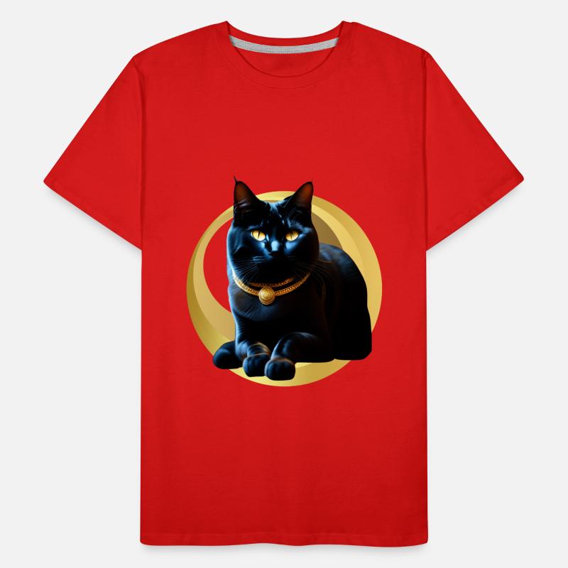 Chat noir collier doré T-shirt bio Premium Homme