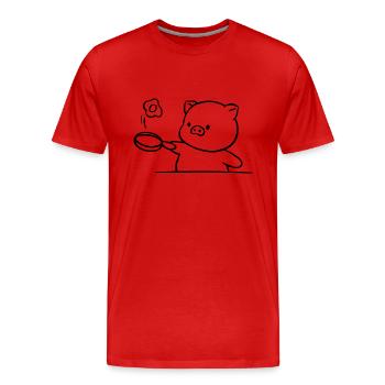 PORC CUISINIER ANIMAL POÊLE OEUF AU PLAT GASTRONOMIE - T-shirt bio Premium Homme - rouge - Devant - Damien (186cm)