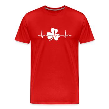 St Patrick's Day Irish Heartbeat - Men's Premium Organic T-Shirt - red - Front - Damien (186cm)