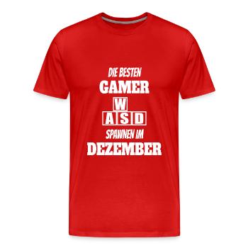 Game Gaming Geburtstag Dezember Konsole Controller - Männer Premium Bio T-Shirt - Rot - Vorne - Damien (186cm)
