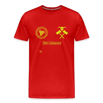 Der Germane - Männer Premium Bio T-Shirt - Rot - Vorne - Damien (186cm)