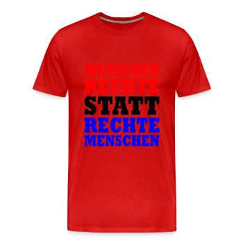 menschenrechte statt rechte menschen - Männer Premium Bio T-Shirt - Rot - Vorne - Damien (186cm)